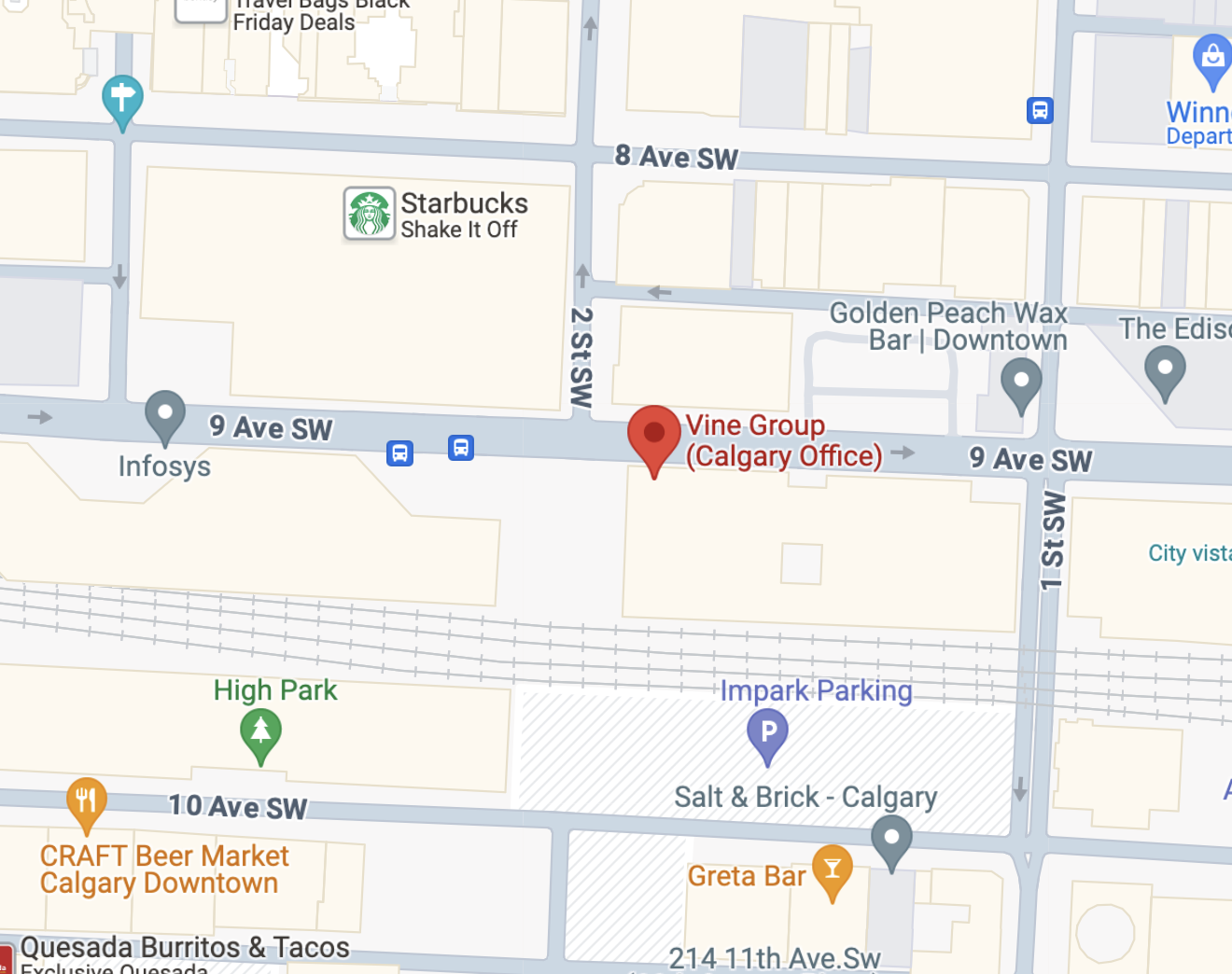 Map to Vine Group in Calgary, AB