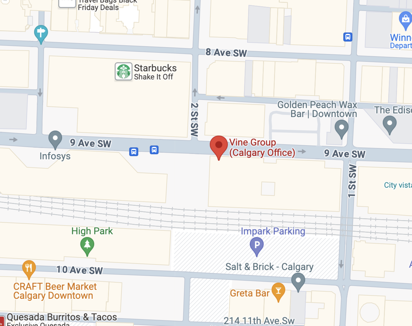 Map to Indi Group in Calgary, AB